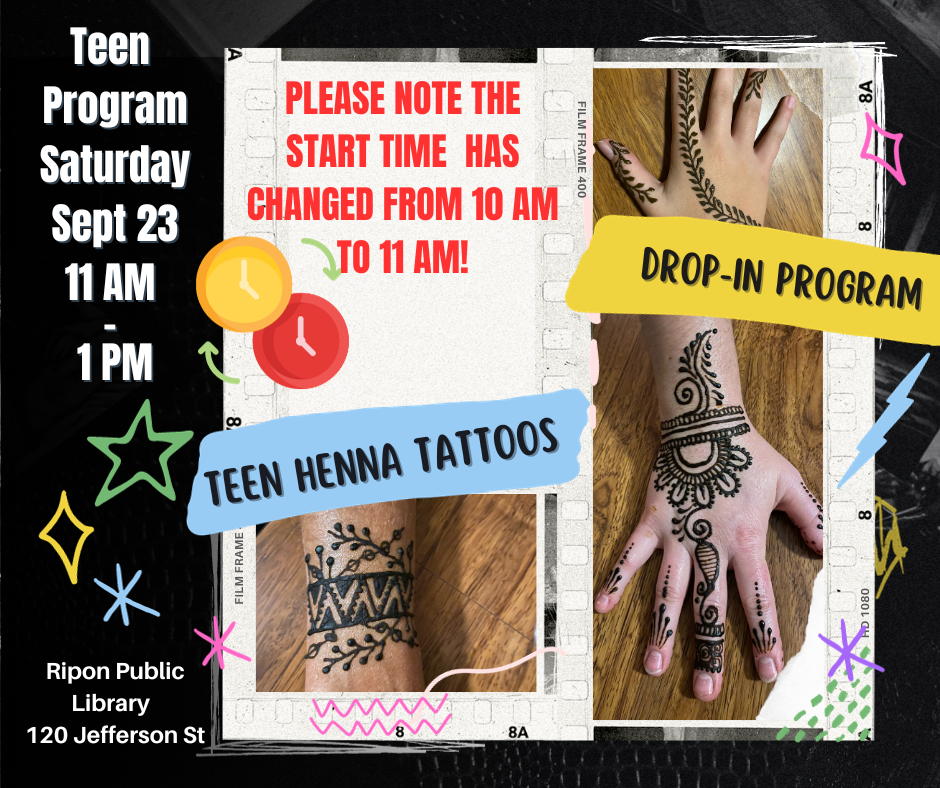 TEEN HENNA TATTOOS 11 AM - 1 PM