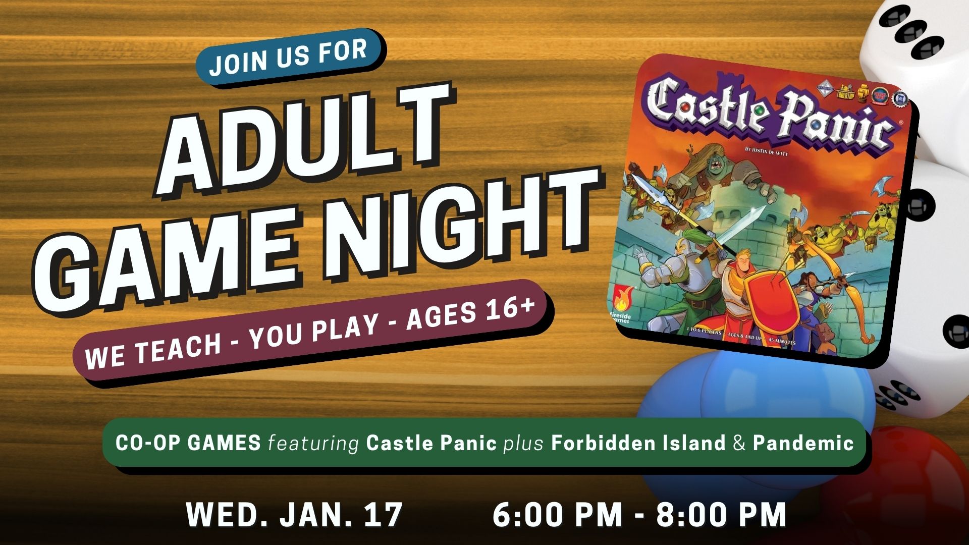 ADULT GAME NIGHT | Co-Op Games | Ripon Public Library