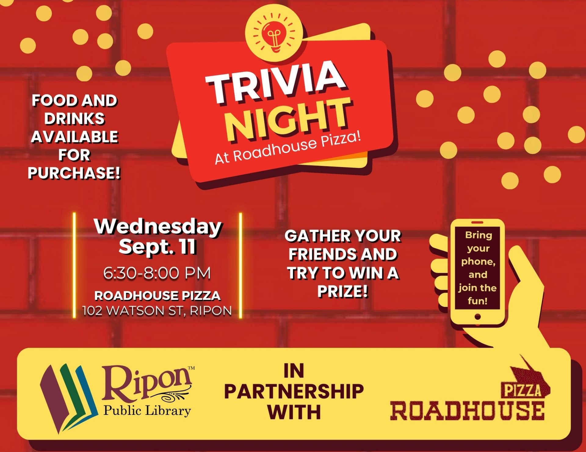 ADULT TRIVIA NIGHT @ ROADHOUSE PIZZA