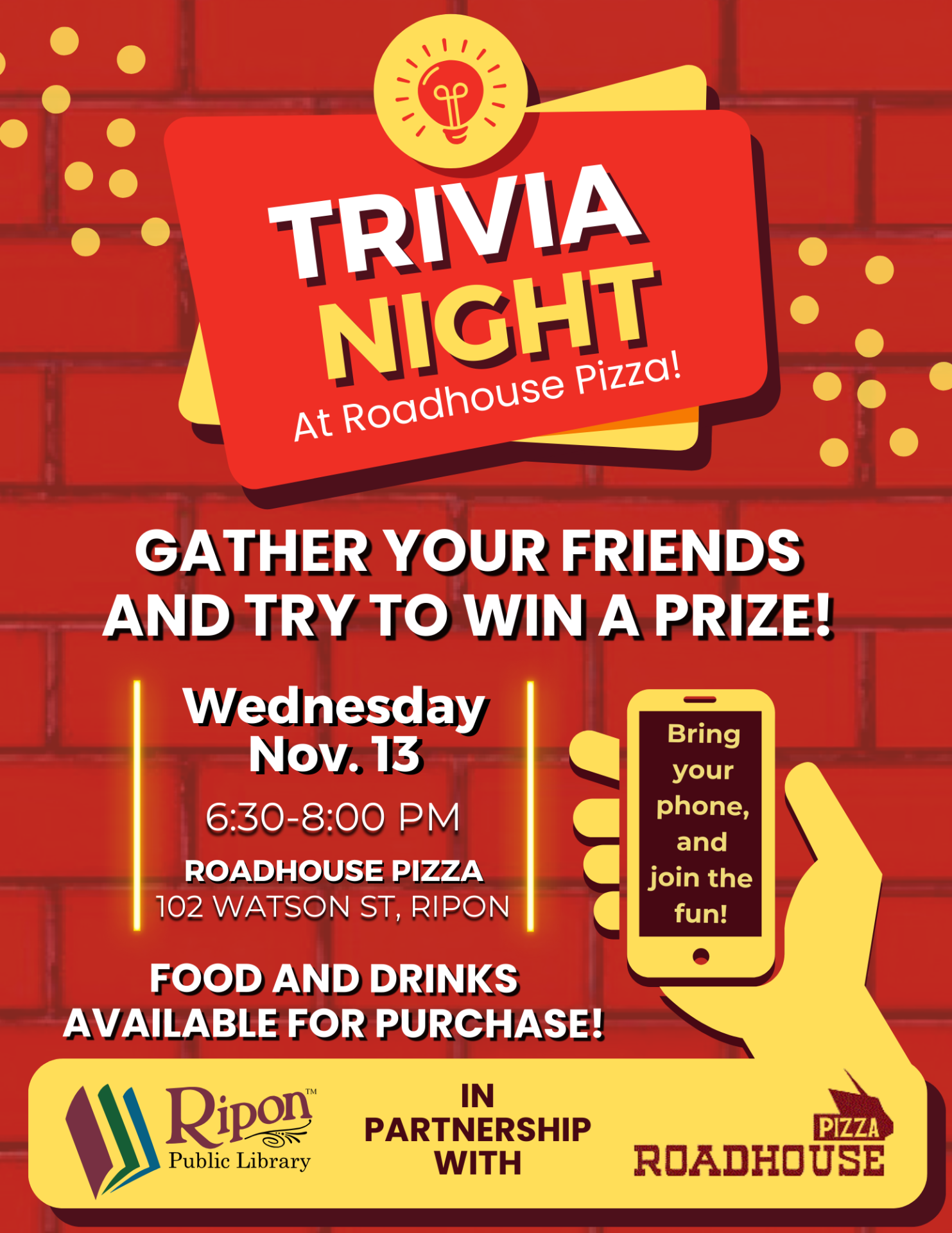 ADULT TRIVIA NIGHT @ ROADHOUSE PIZZA