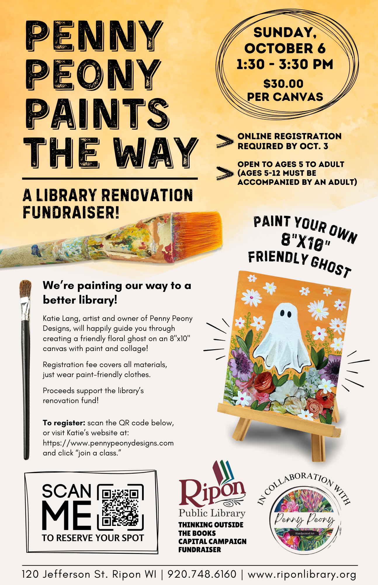 PENNY PEONY PAINTS THE WAY:  GHOST PAINTING (A Library Renovation Fundraiser)