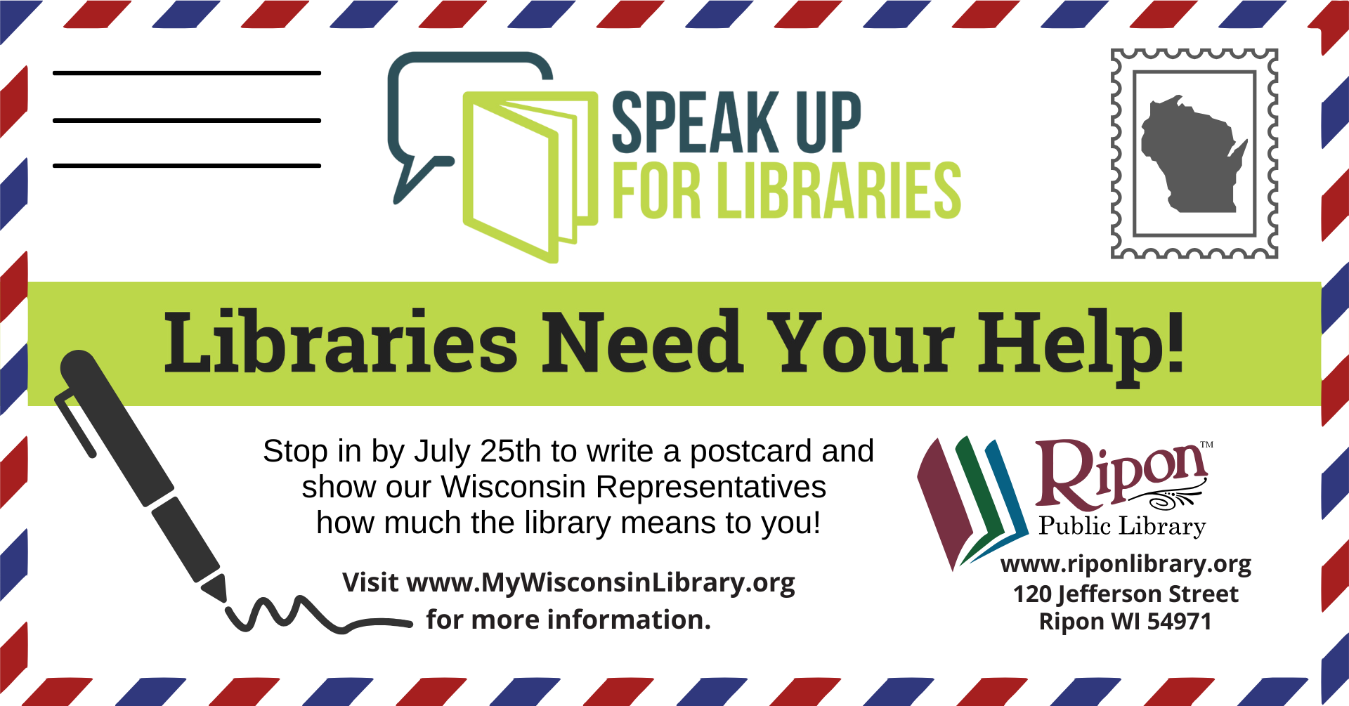 Speak Up For Libraries Postcard Campaign